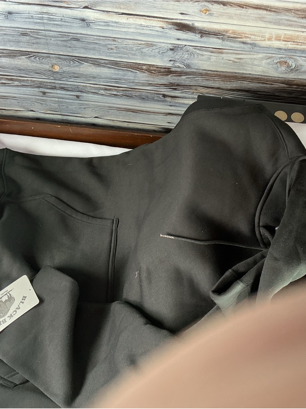 ⭐ Black Bison Black Pullover Hoodie Fleece Pocket Casual Size M L - Picture 7 of 10